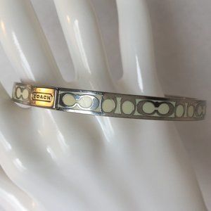 COACH Monogram Bracelet Cuff Silver/White